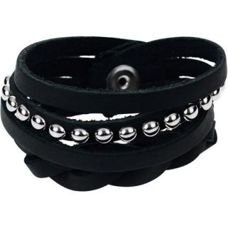 Daxx Men's Leather Studded Fan Band Bracelet
