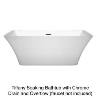 Wyndham Collection Tiffany White 59 inch Soaking Bathtub Tiffany soaking bathtub with floor mounted faucet, drain and overflow in chrome