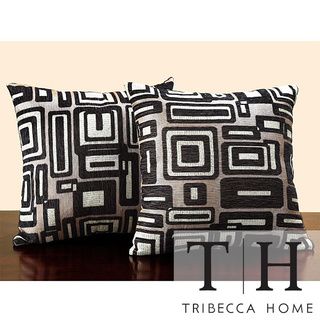 Tribecca Home Buff/ Black Geometric 18 inch Pillow (Set of 2)