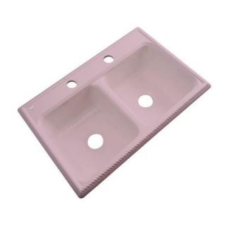 Thermocast Seabrook Drop In Acrylic 33 in. 2 Hole Double Bowl Kitchen Sink in Wild Rose 49263