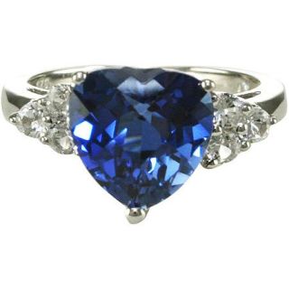 Sterling Silver Blue Sapphire Heart Ring