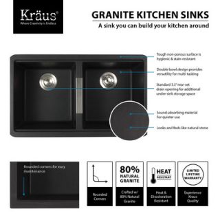 Kraus 33 x 18.94 Undermount 50/50 Double Bowl Granite Kitchen Sink