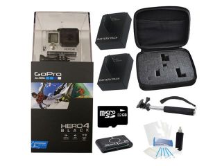 GoPro Hero 4 Black Edition Camcorder + Dual Battery Special Holiday Bundle Kit