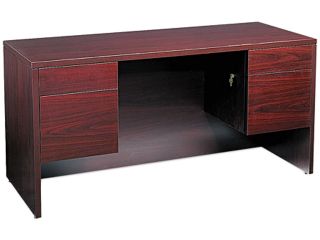HON 10565NN 10500 Series Kneespace Credenza With 3/4 Height Pedestals, 60w x 24d, Mahogany