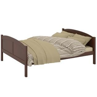 CorLiving concordia espresso brown stained solid wood queen bed   Shop