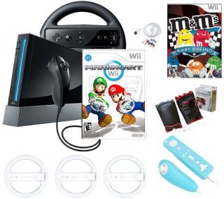 Nintendo Wii Mario Kart Racing Bundle w/Games,Wheels, & More —