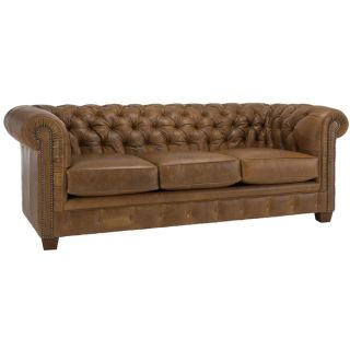 Hancock Tufted Distressed Saddle Brown Italian Chesterfield Leather