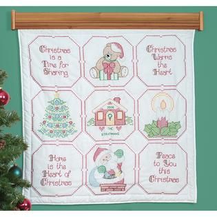 Jack Dempsey Stamped White Wall Or Lap Quilt Christmas Blessings