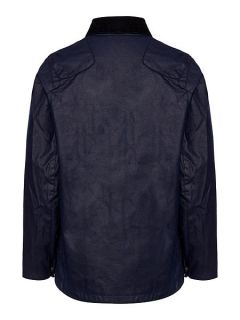 Barbour Boys waxed jacket with cord collar Navy