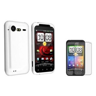 INSTEN White TPU Gel Phone Case+3 LCD Protector For HTC Droid Incredible S 2