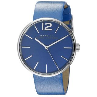 Marc Jacobs Womens MBM1364 Peggy Round Blue Leather Strap Watch