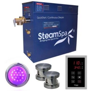 SteamSpa Indulgence 10.5kW QuickStart Steam Bath Generator Package in Polished Brushed Nickel INT1050BN