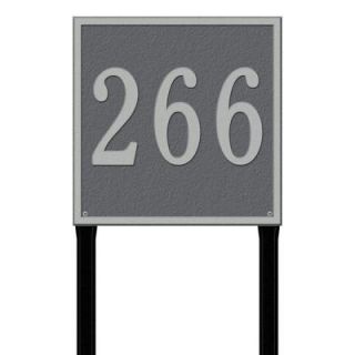 Whitehall Products Square Estate Lawn 1 Line Address Plaque   Pewter/Silver 2119PS