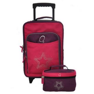Obersee O3 Kids Bling Rhinestone Star Luggage and Toiletry Bag Set