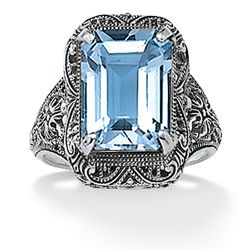PalmBeach Sterling Silver Blue Topaz Filigree Ring  
