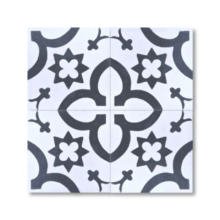 Pack of 12 Megouna Black/ White Handmade Cement/ Granite Moroccan Tile