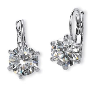 PalmBeach 8 TCW Round Cubic Zirconia Drop Earrings in Platinum Plated