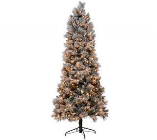 Kringle Express Flocked 7.5 Winter Slim Christmas Tree —