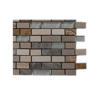 Splashback Tile Arizona Rain Blend Pitzy Brick Glass and Marble Mosaic Tiles   6 in. x 6 in. Tile Sample R4C8