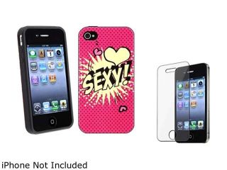 Insten Pink Sexy TPU Rubber Case with Reusable Screen Protector Compatible with Apple iPhone 4/4S 1475744