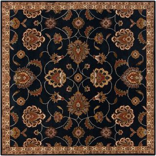 Hand tufted Caliban Ink Wool Traditional Floral Rug (9 Square)