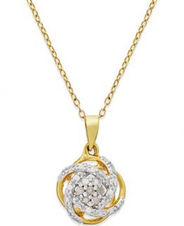 Diamond Love Knot Pendant Necklace (1/10 ct. t.w.) in 18k Gold Plated