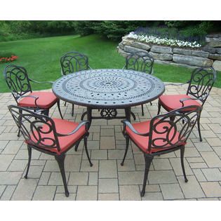 Oakland Living Berkley 7pc Round Patio Dining Set   Outdoor Living