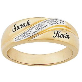 Personalized Men's Diamond Accent 10kt Gold Engraved Name Wedding Ring