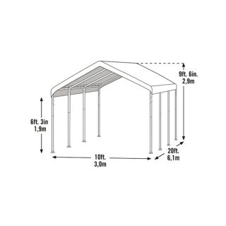 ShelterLogic Max AP 10ft.W Canopy — 20ft.L x 10ft.W x 9ft. 8in.H, 8-Leg, Model# 23522  Max   1 3/8in. Dia. Frame Canopies