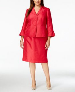 Le Suit Plus Size Bell Sleeve Shimmer Skirt Suit   Wear to Work