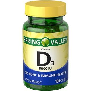 Spring Valley Vitamin D 3 Maximum Strength Softgels 5000 Iu Dietary Supplement, 100 ct