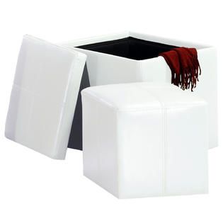 Oxford Creek  Storage Cube Ottoman in White