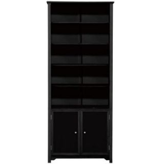 Home Decorators Collection Oxford 5 Shelf Single Bookcase with Cabinet in Black 3450300210