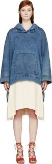 Chloé Blue Stonewashed Poncho Hoodie