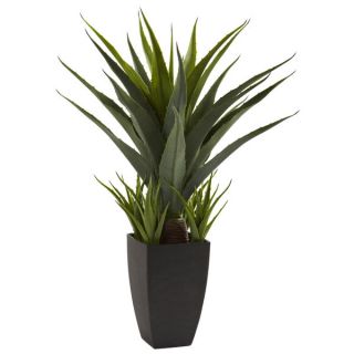 Nearly Natural Agave with Black Planter Decorative Plant   15682490