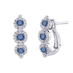 10K White Gold 1/2 TDW Blue & White Diamond Leverback Earring (G H, I2