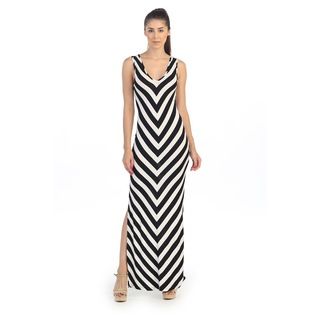 Womens Black/ White Chevron Cut out Maxi Dress