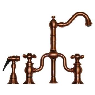 Whitehaus Collection Twisthaus 2 Handle Standard Kitchen Faucet with Side Sprayer in Antique Copper WHTTSCR3 9772SPR ACO