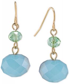 Carolee Gold Tone Blue Bead Drop Earrings   Jewelry & Watches