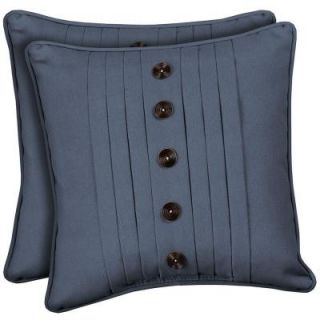 Hampton Bay Sailor Blue Pleated Outdoor Throw Pillow with Buttons (2 Pack) FD06007B D9D2