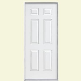 Masonite 36 in. x 80 in. 6 Panel Painted Steel Prehung Front Door with No Brickmold 25618