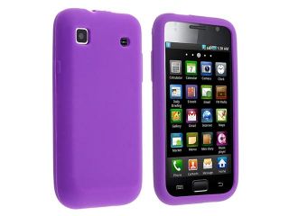 Insten Purple Silicone Skin Case Cover Cover + Clear Screen Protector Compatible with Samsung I9000 Galaxy S