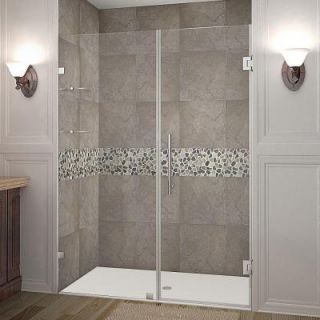 Aston Nautis GS 55 in. x 72 in. Frameless Hinged Shower Door in Stainless Steel with Glass Shelves SDR990 SS 55 10