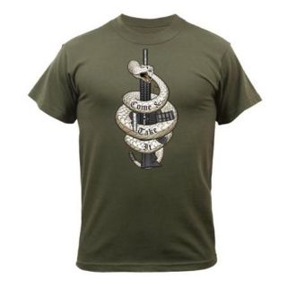 Rothco Come and Take It Rattlesnake/Rifle T shirt, Olive Drab, XL