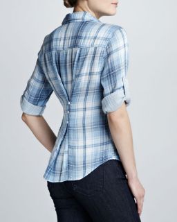 Bella Dahl Cinch Back Plaid Blouse