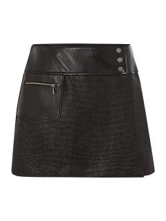 Barbour International Wrap leather panel Blade skirt Black