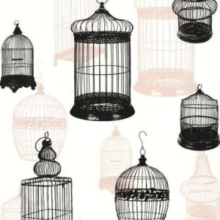 Beacon House 56 sq. ft. Avian Black Bird Cages Wallpaper 450 67330