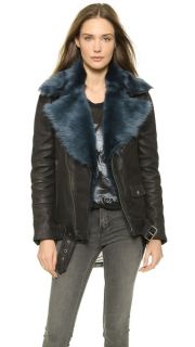 BLK DNM Leather Jacket 8 with Detachable Fur Collar