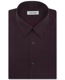 Calvin Klein Dress Shirt, STEEL No Iron Greystone Mini Box Check Long