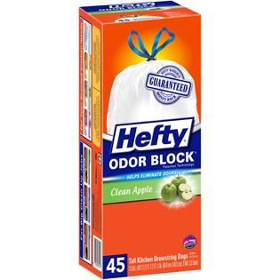 Hefty Odor Block Tall Kitchen Bags Clean Apple 45 Ct.   Food & Grocery